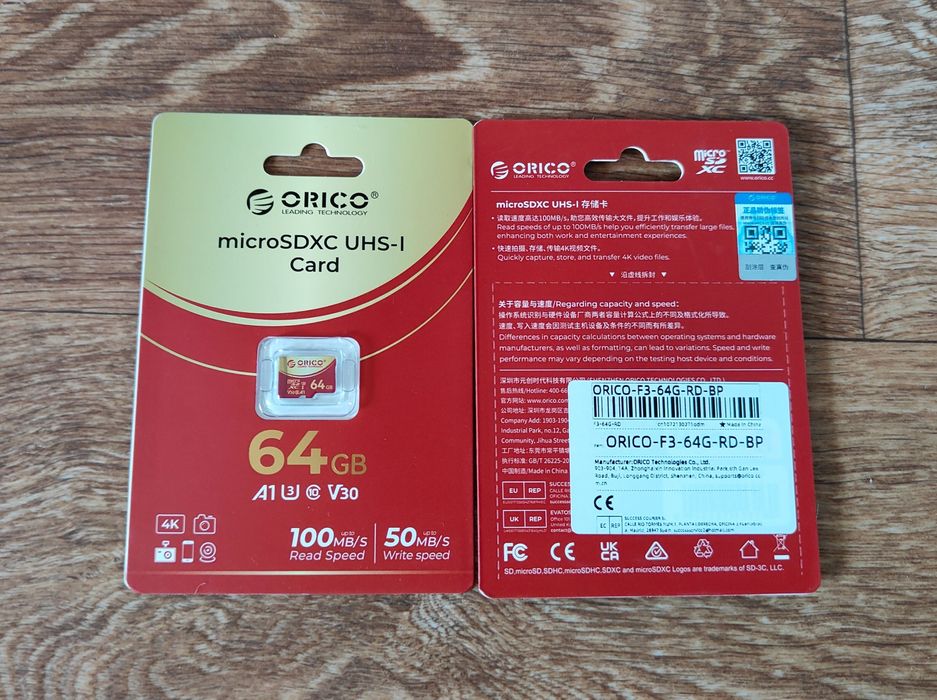 Карта пам'яті microSDXC ORICO 64GB 100Mb/C10/A1/U3/V30 Samsung Evo