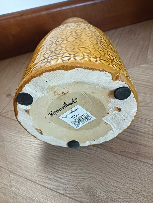 Wazon ceramiczny miodowy ze wzorem