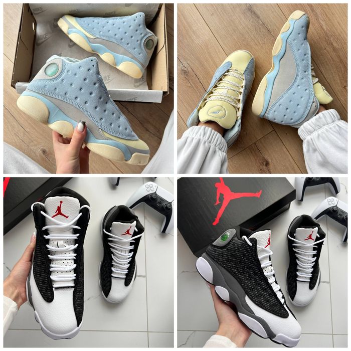 р36-45 Кросівки Air Jordan 13 Retro Black White Blue Red