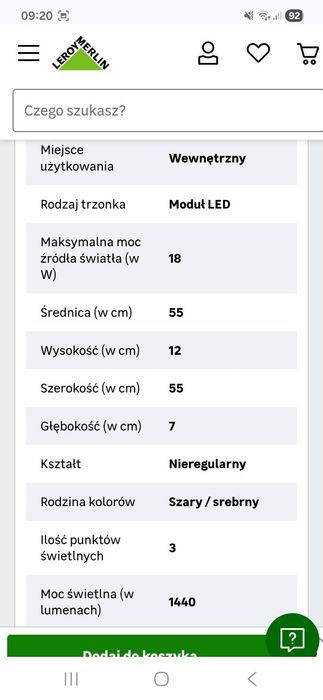 Lampa led chrom sufitowa barwy żółtej