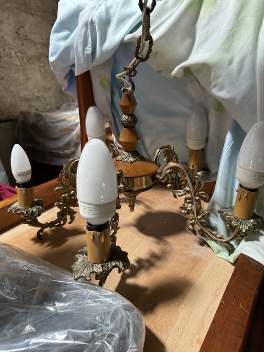 Żyrandol mosiężny prl retro z czasow komuny