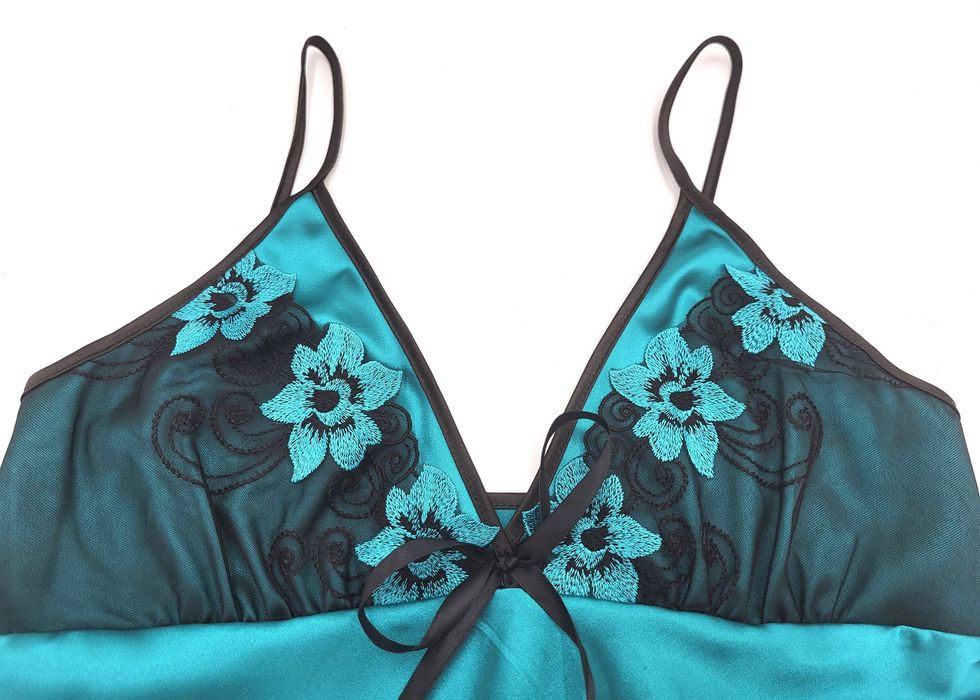 Piżama damska komplet satyna zielona L