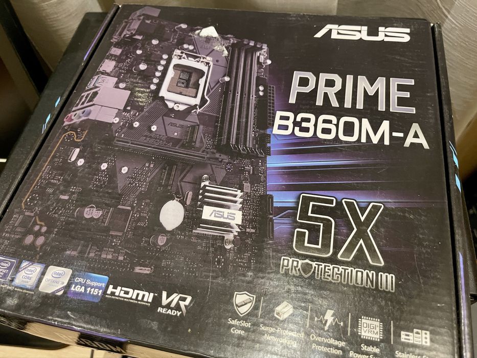 Процесор Intel i7-9700K 1151v2 (8/8) 3.6Ghz 95W UHD 630 + Asus B360M-A