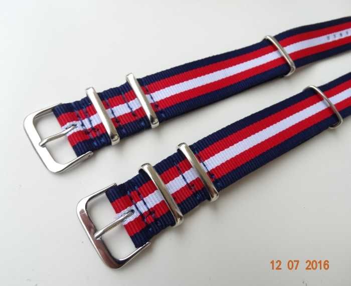 Pasek do zegarka NATO nylonowy strap 20mm czerwony granatowy parciany