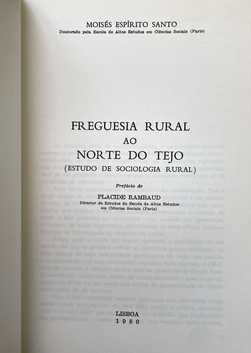 Moisés Espírito Santo - Comunidade Rural ao Norte do Tejo: Ensaio de Sociologia Rural