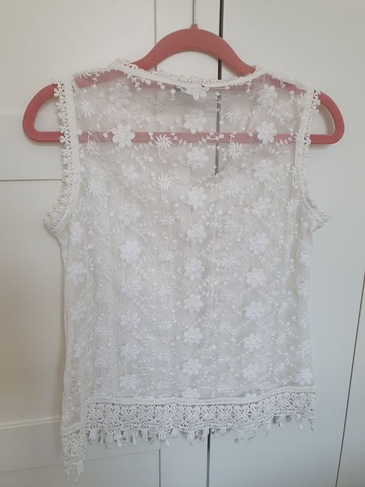 Koronkowa biala bluzka boho haft