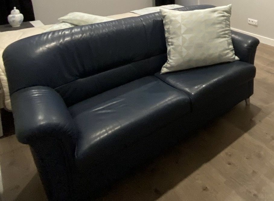 Conjunto de sofás de pele (sofá + sofá-cama)