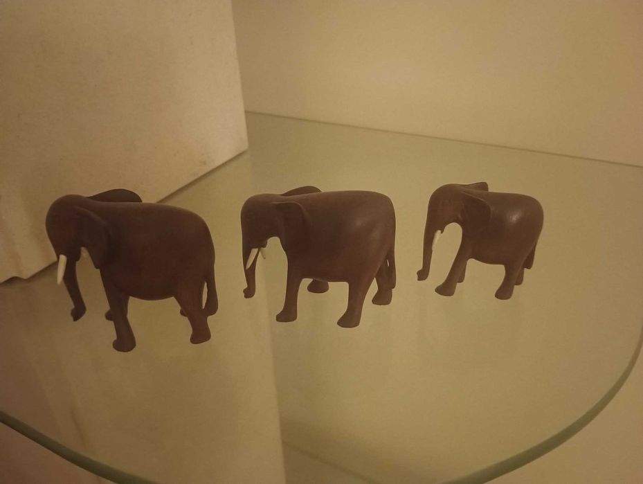 3 Elefantes em Madeira, Arte Africana, Não é Chines