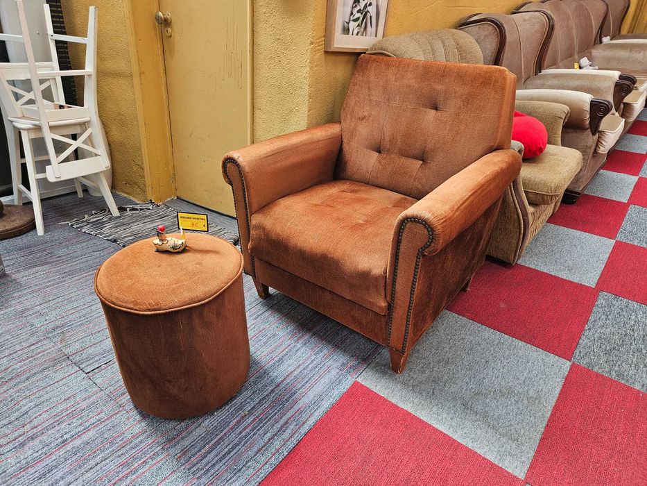 Conjunto de sofá antigo mais banco - Pequenas marcas de uso