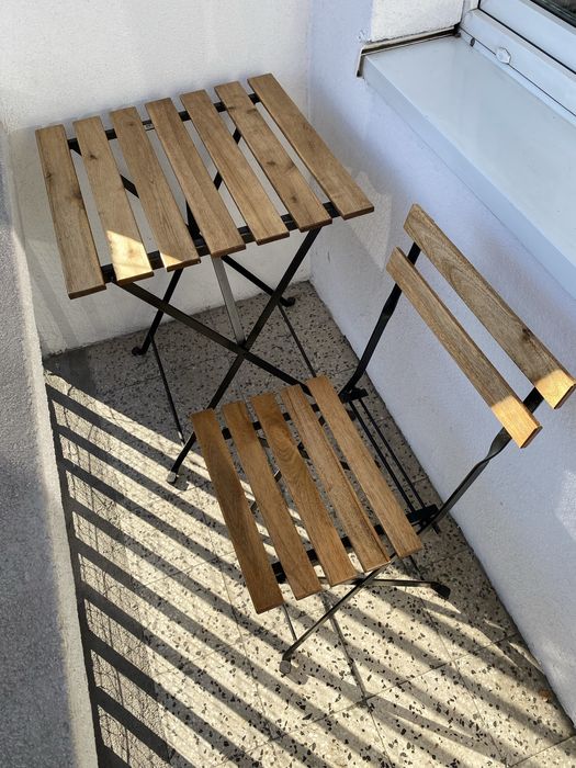 Stolik i krzesło ogrodowe balkonowe IKEA Tärnö drewniane + gratis
