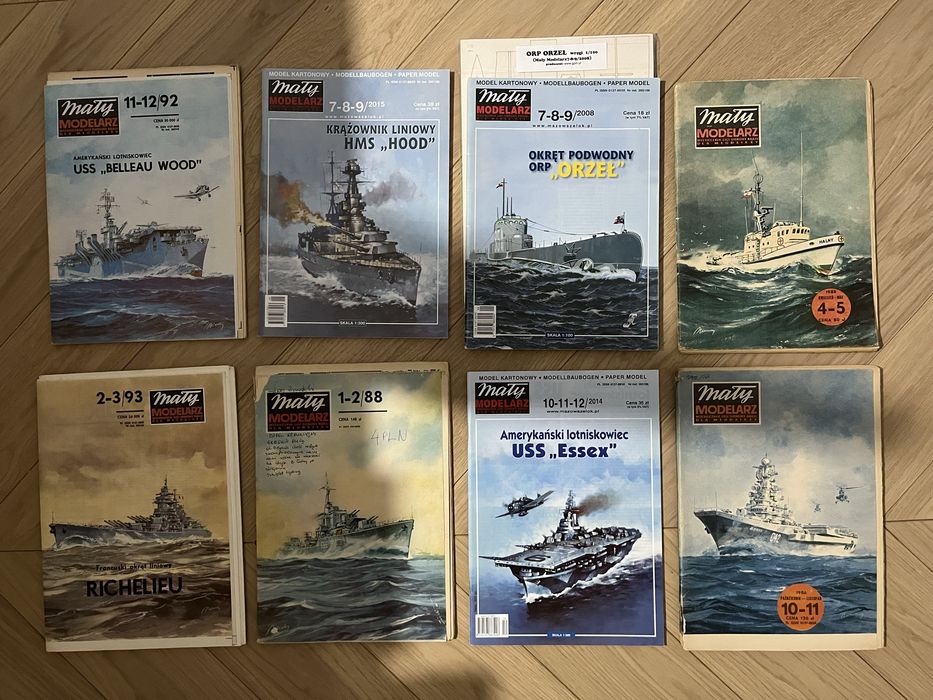 Mały Modelarz, zestaw 8 numerów okrętów.