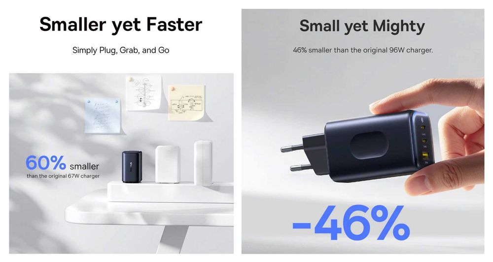 Зарядні пристрої BASEUS PicoGo AE11 Fast Charger 2C+U 67W/100W EU