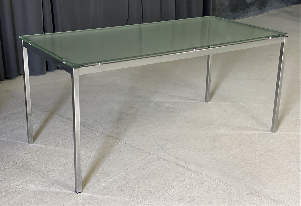 Nowoczesny stół szklany 160 x 80 cm, chrom, szkło hartowane