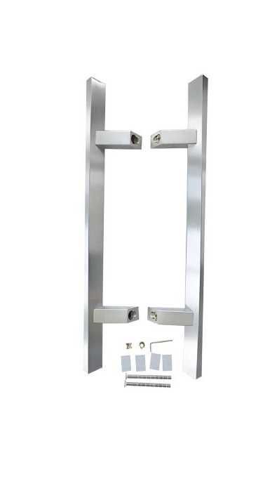 Pochwyt, antaba do furtki dwustronny prostokątna 45° Inox - 304 satyna