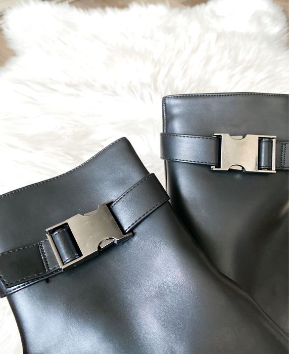 BooHoo: Czarne botki na słupku rozmiar 41 piękne wysokie na jesień