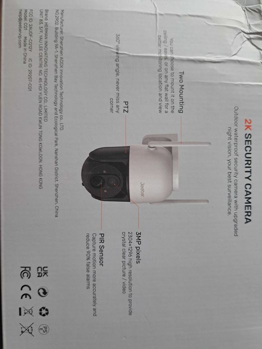Kamera z baterią 2K i panelem słonecznym Jeeber CQ1