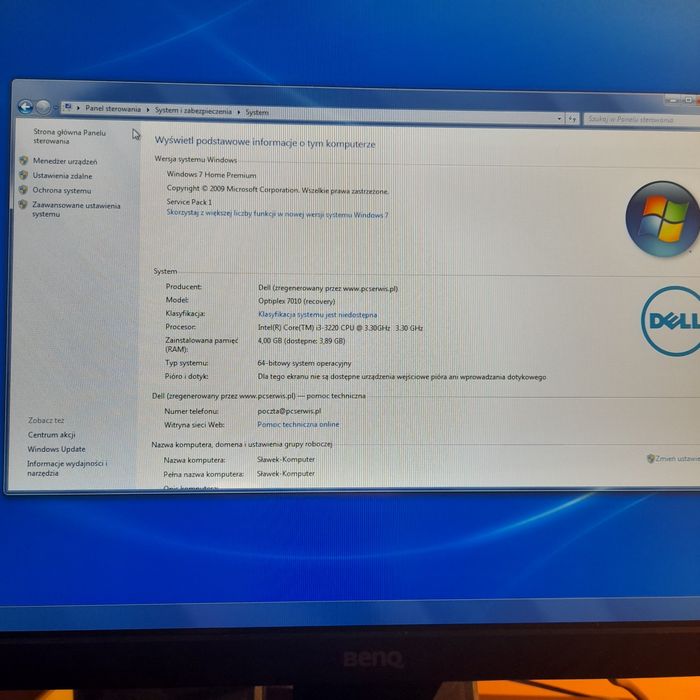Komputer stacjonarny DELL Optiplex 7010 4x3.3GHZ 4GB 250Gb WIN7/10