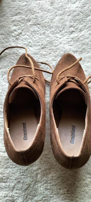 Botki obcas brąz szpilka wiązane ekozamsz r. 37 Graceland