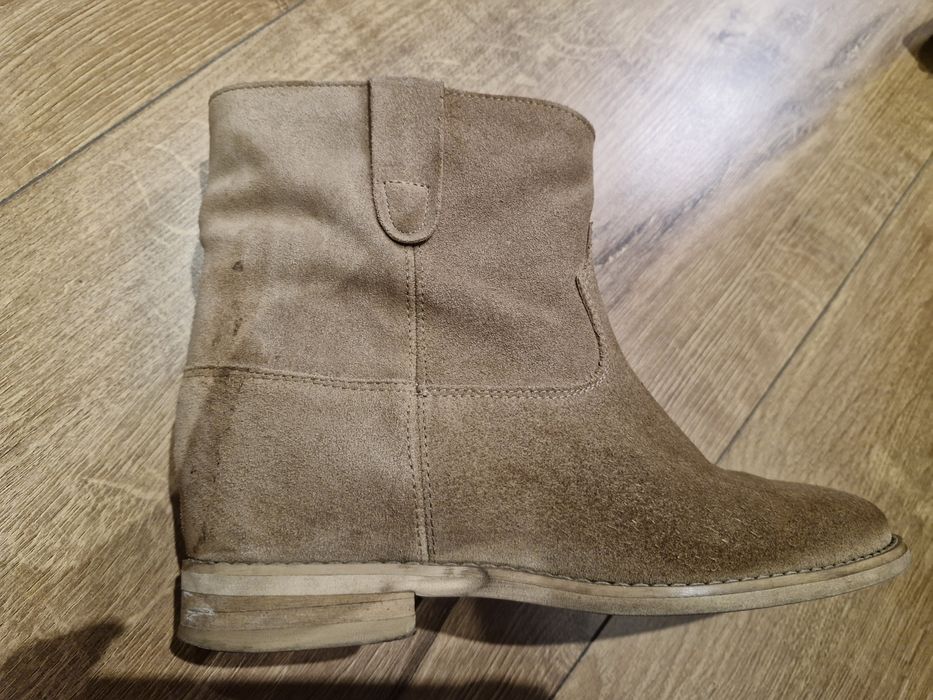 Buty skórzane botki na platformie