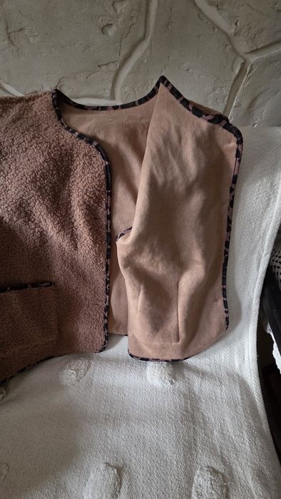 Kamizelka bezrękawnik miś-baranek panterka