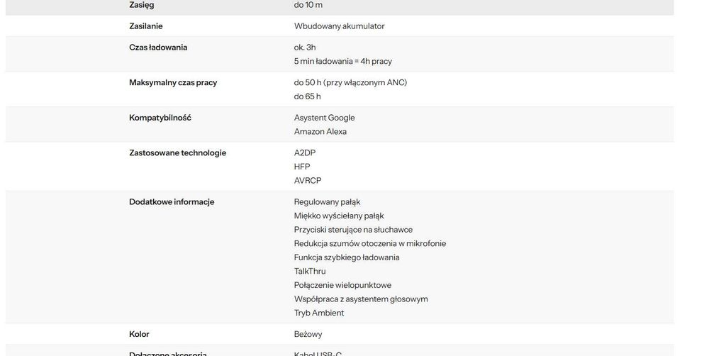 Słuchawki bezprzewodowe JBL LIVE 770NC Beżowe