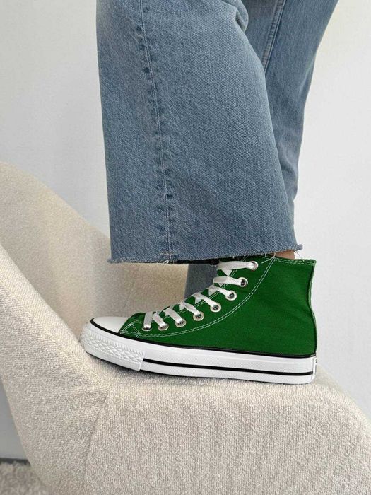 Зелені жіночі високі кеди конверси олл стар converse all star green