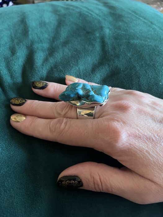 Srebrny pierscionek z duzym turkusem