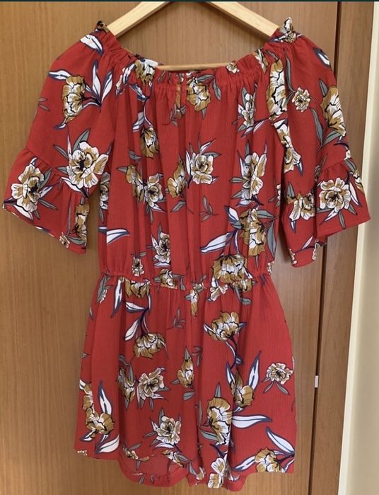Vestido macacão Zara/Macacão floral/Vestido fluido/Vestido camiseiro