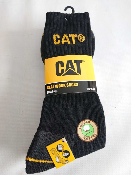 Skarpety CAT Caterpillar wysokie Grube Ciepłe Czarne 3 PAK roz. 43-46