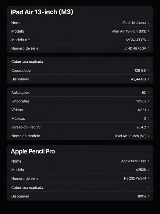 iPad Air 13 polegadas (M3), acompanhado de Apple Pencil Pro