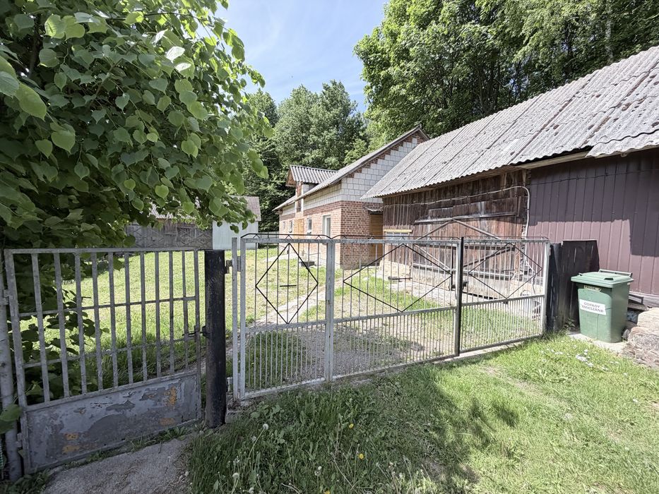 Siedlisko przy lesie z bezpośrednim wyjściem do lasu – dom, budynki gospodarcze, duża działka