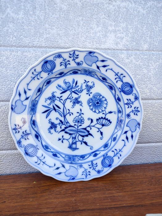 Porcelanowy talerz obiadowy - płaski wzór cebulowy - B.Bloch & Co XXw