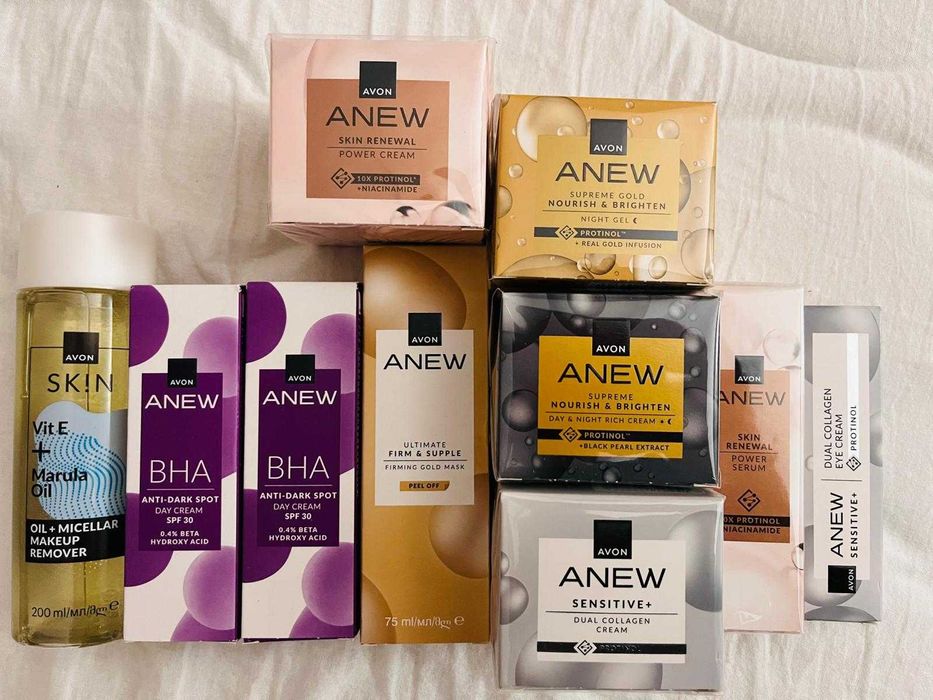 avon zestaw anew krem dzień noc oko demakijaż bha maska