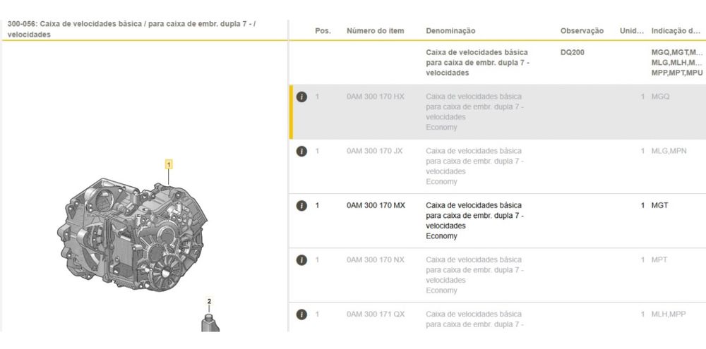 Caixa automática DSG7 7 velocid OAM DQ200 Volkswagen Polo 1.6 TDI 2010