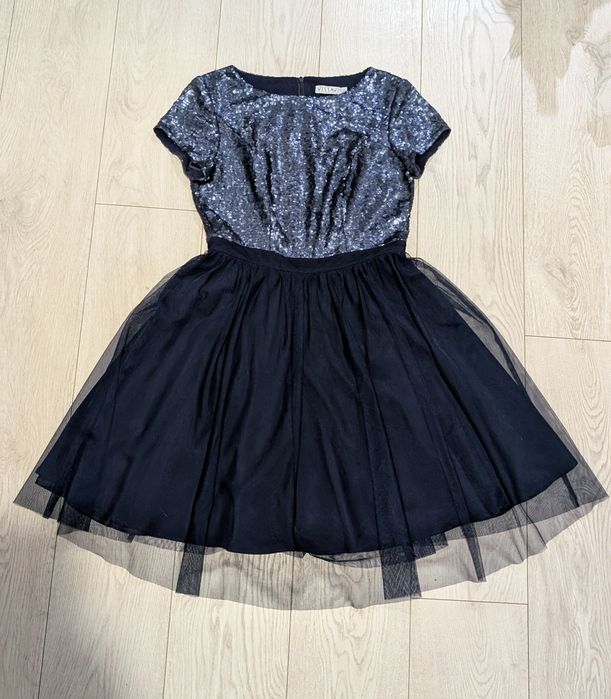 Granatowa sukienka cekiny tiul Vissavi L 40 M 38