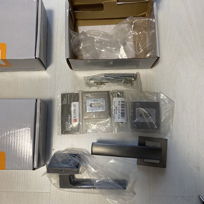 Klamka do drzwi nowe alubrass szyld drzwiowy grafit chrom