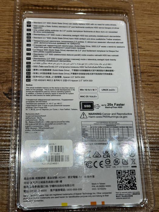 SSD Apacer AS340 Panther 120GB 2.5" SATAIII TLC AP120GAS340G-1