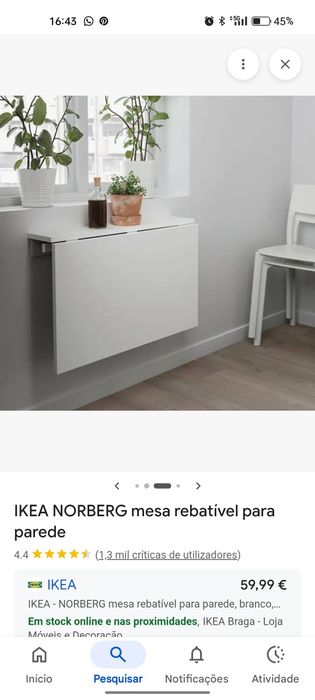 Mesa rebatível NORBERG IKEA