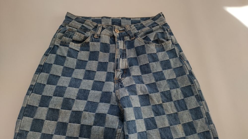 Джинсы в клеточку size S  штаны брюки
