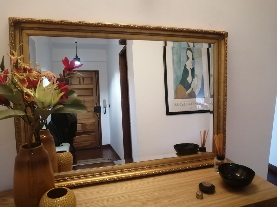 Espelho Antigo Dourado Lindíssimo