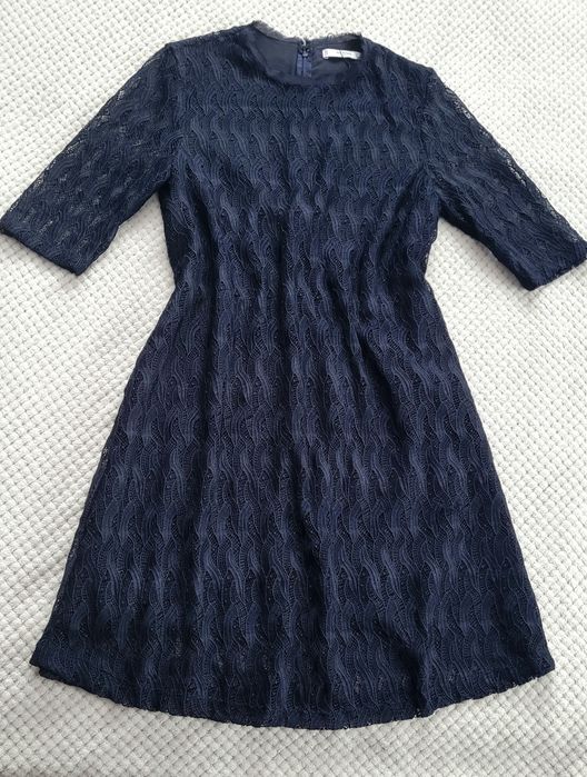 Nowa przepiękna sukienka koktajlowa trapezowa koronkowa impreza r. 38