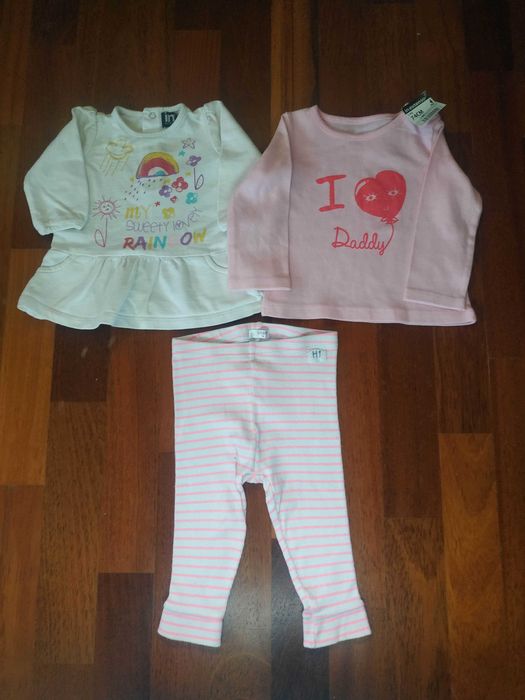 Zestaw 68-74 cm 6-9 m wiosna sukienka bluzka legginsy dziewczynka