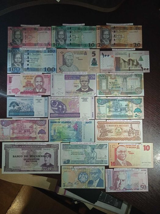 Банкноты Польшы,Сербии,Румынии,Испании,Германии