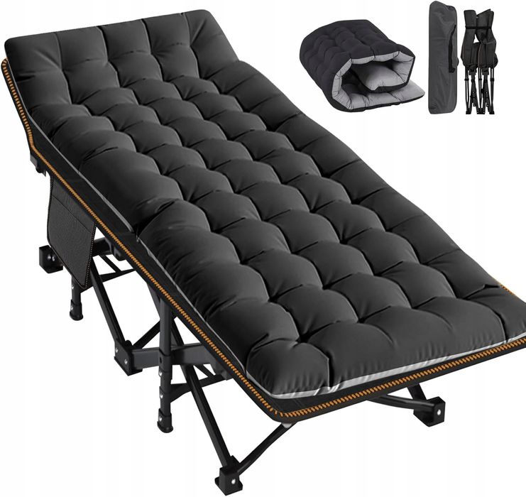 ŁÓŻKO TURYSTYCZNE ŁÓŻKO SKŁADANE z Materacem 198 x 81 x 46 cm do 400kg