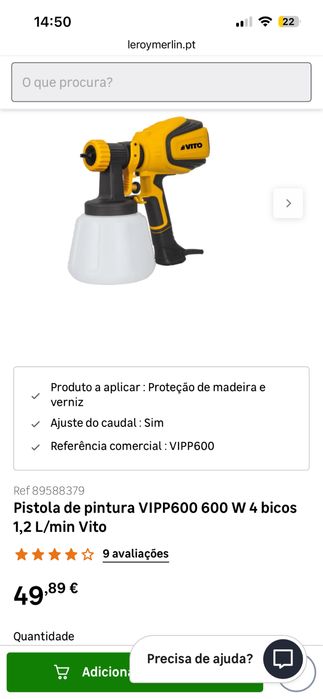Pistola de pintura Vito 600w