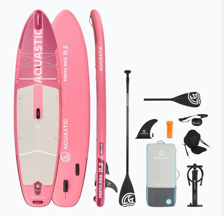 Deska SUP pompowana deska SUP AQUASTIC Perth Pro 11'2" allround różowy