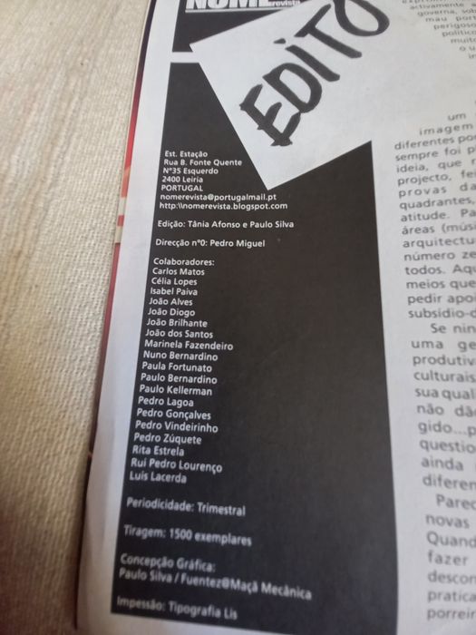 Dois exemplares revista Nome anos noventa Leiria