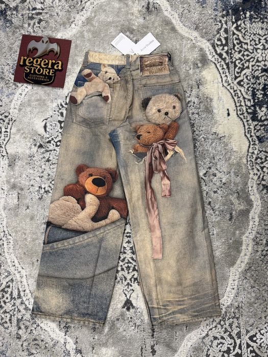 Джинсы acne studios акне студио loose fit jeans 1981 широкие джинсы print archive baggy архив