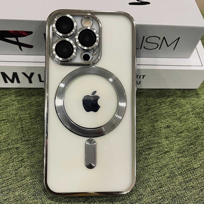 Силіконовий Прозорий чохол MagSafe для iPhone захисним склом для камер