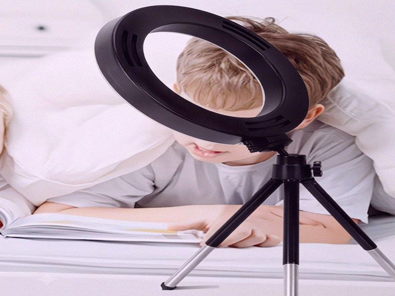 Ring Light Rotativa 360° com Tripé — Streaming, Maquilhagem e Videochamadas